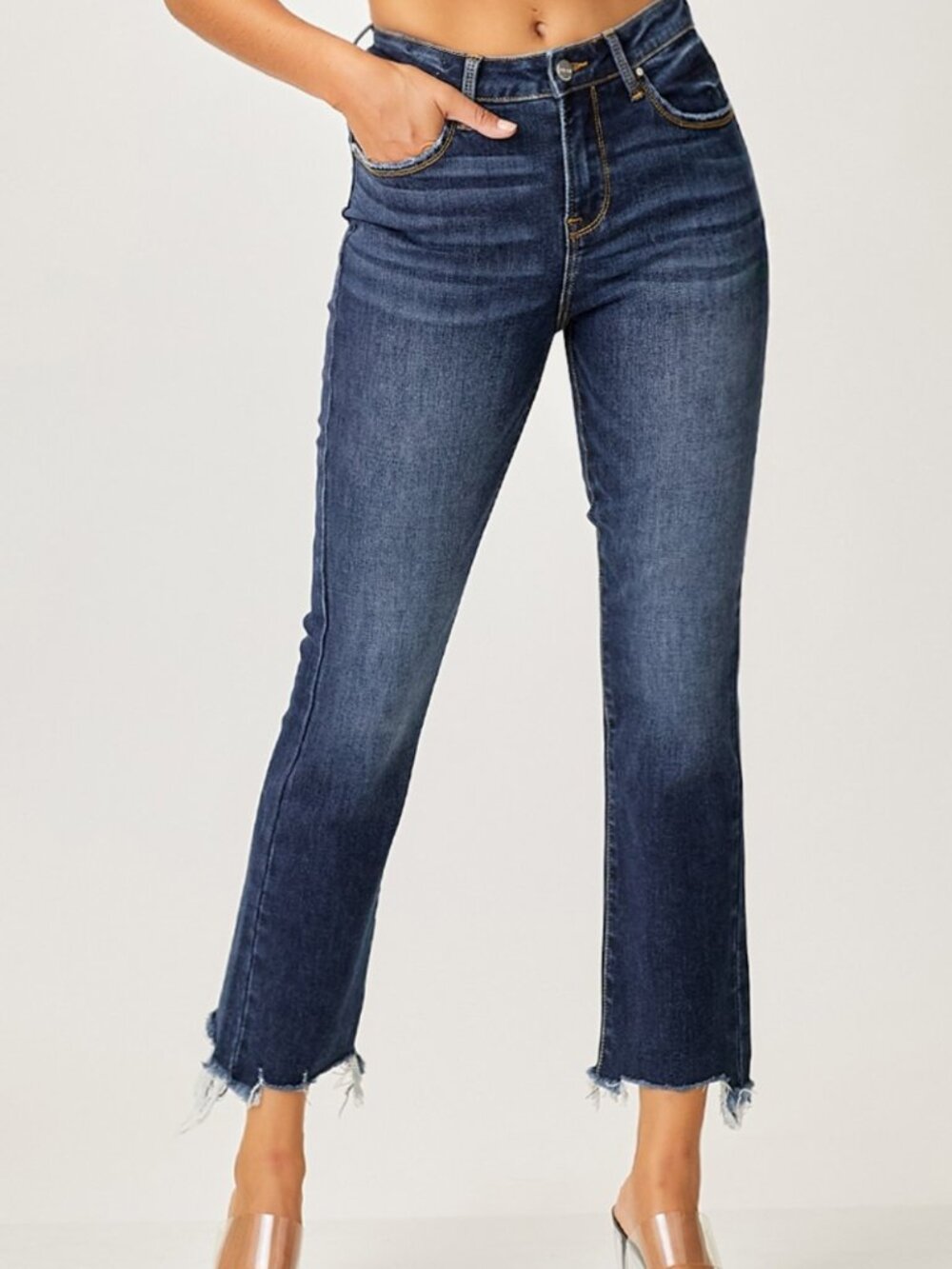 RISEN Straight Leg - Dark Wash Cropped Jeans - Size 1/25